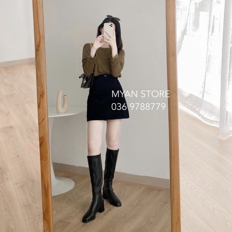 Chân váy dáng A chất nhung tăm siêu tôn dáng | BigBuy360 - bigbuy360.vn