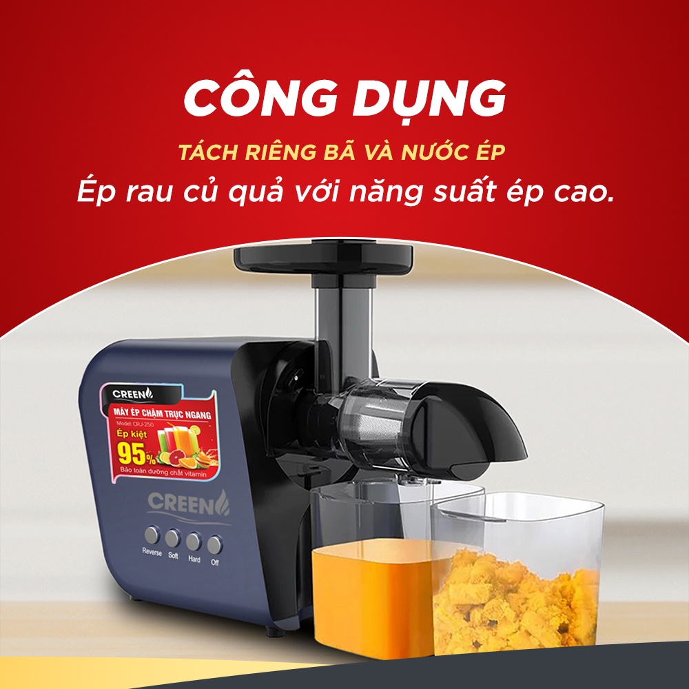 Máy ép trái cây chậm Creen CRJ-250 Máy ép trục ngang ép trái cây - Gia dụng Creen