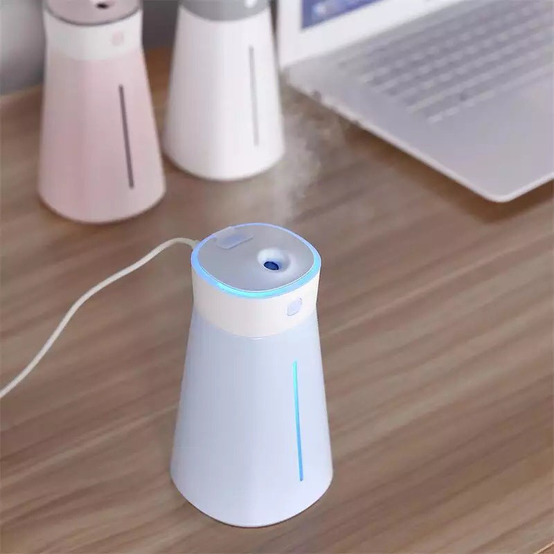 Máy phun sương tạo độ ẩm, xông tinh dầu mini tặng kèm quạt usb đèn Baseus chính hãng