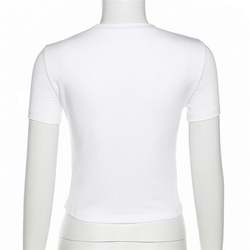 Áo Thun Croptop Ngắn Tay In Họa Tiết Xinh Xắn Dành Cho Nữ