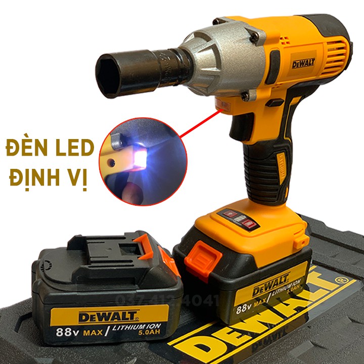 Máy Siết Bulong DEWALT 88V - TẶNG ĐẦU KHẨU + ĐẦU CHUYỂN VÍT - KHÔNG CHỔI THAN - Pin 10 Cell - Lõi đồng - Máy bắt vít