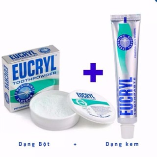 Bộ Đôi Kem - Bột Đánh Trắng Răng Eucryl Toothpaste 50ml