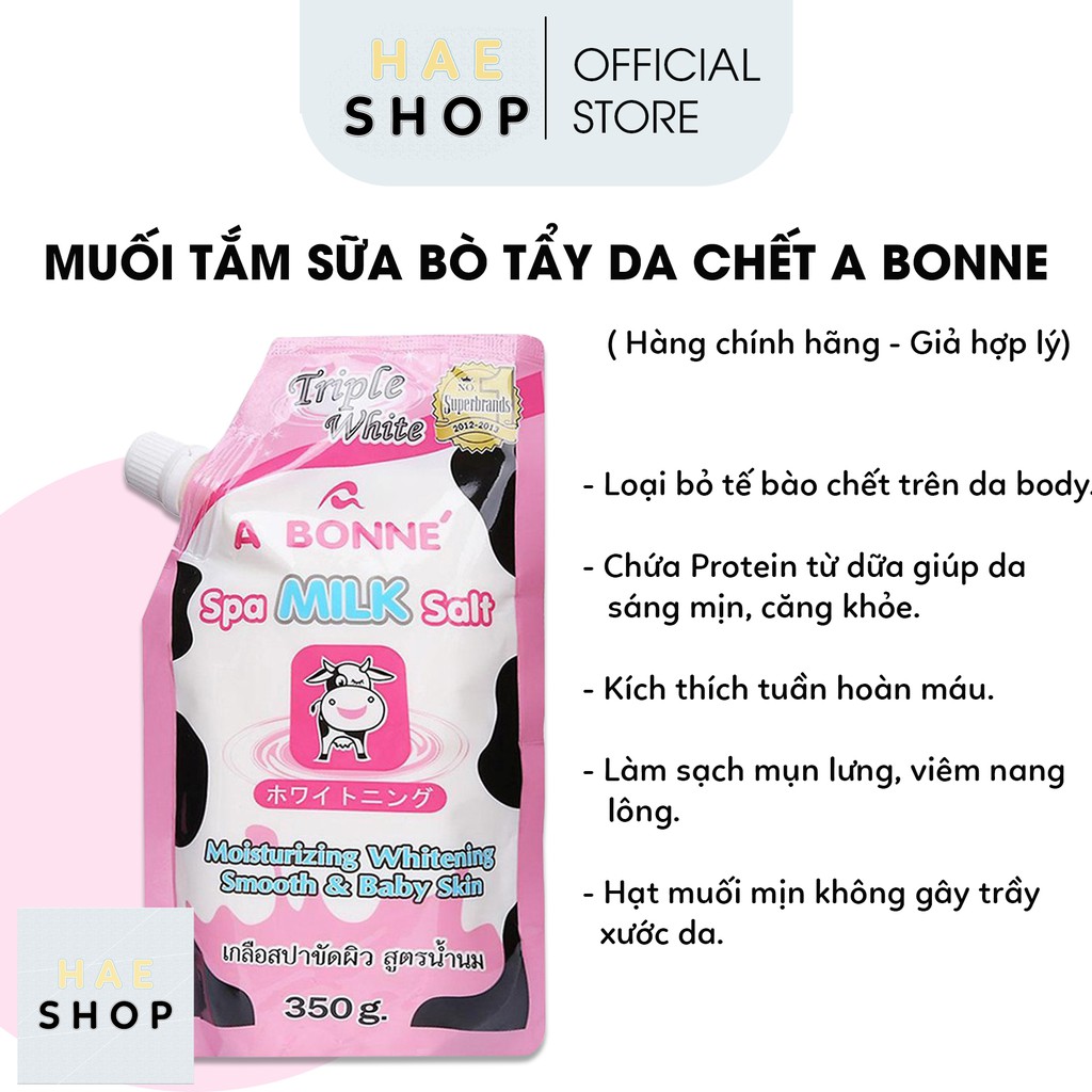 Muối tắm sữa bò tẩy tế bào chết A Bonne Spa Milk Salt Thái Lan 350gr - Hàng Chính Hãng