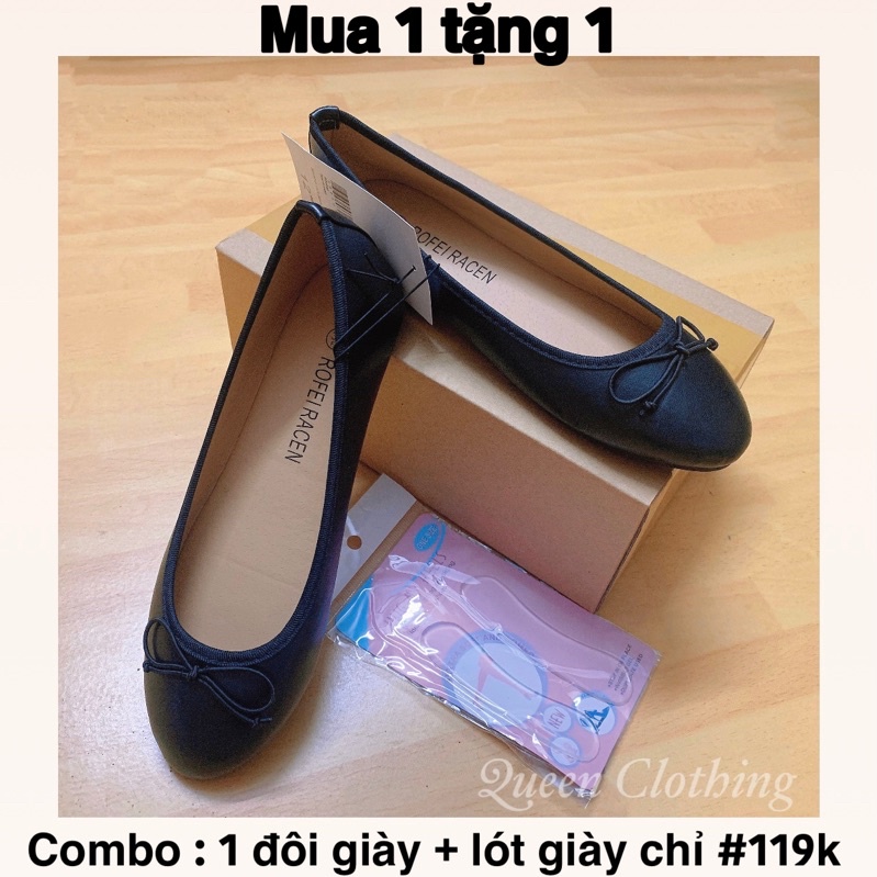 [Mua 1 tặng 1 quà] Giày bệt nữ xuất Âu Mỹ rofeiracen màu đen size 36-41ảnh thật