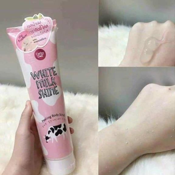 Tẩy tế bào chết body toàn thân Cathy Doll White Milk Shine Peeling Body Scrub mua tại store Thái (320ml)