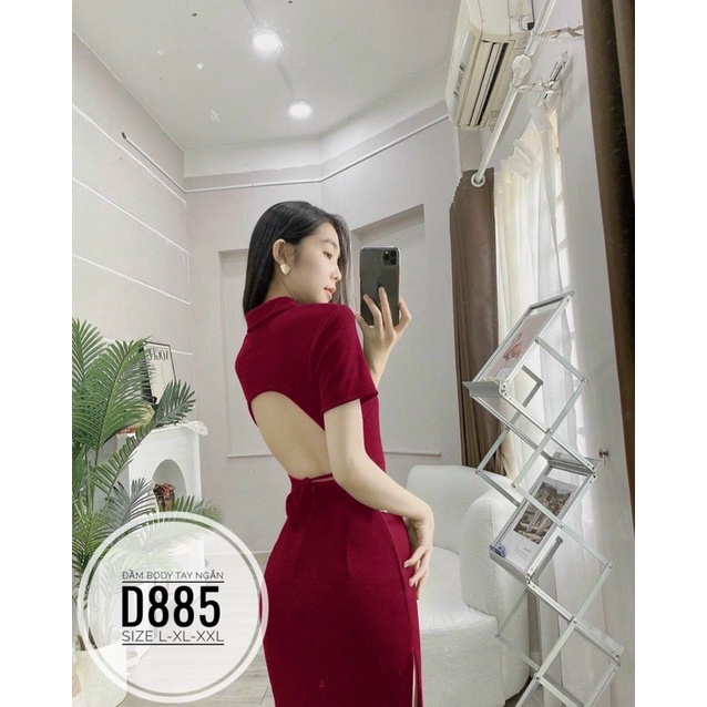 BIGSIZE Đầm body tay ngắn hở lưng D885