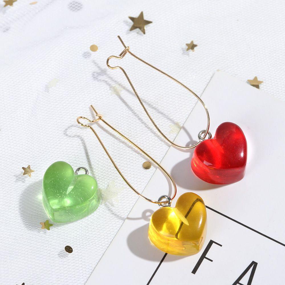 EUCA Set 10 Khuyên Tai Trái Tim Nhựa Trong Suốt Màu Sắc Ngọt Ngào
