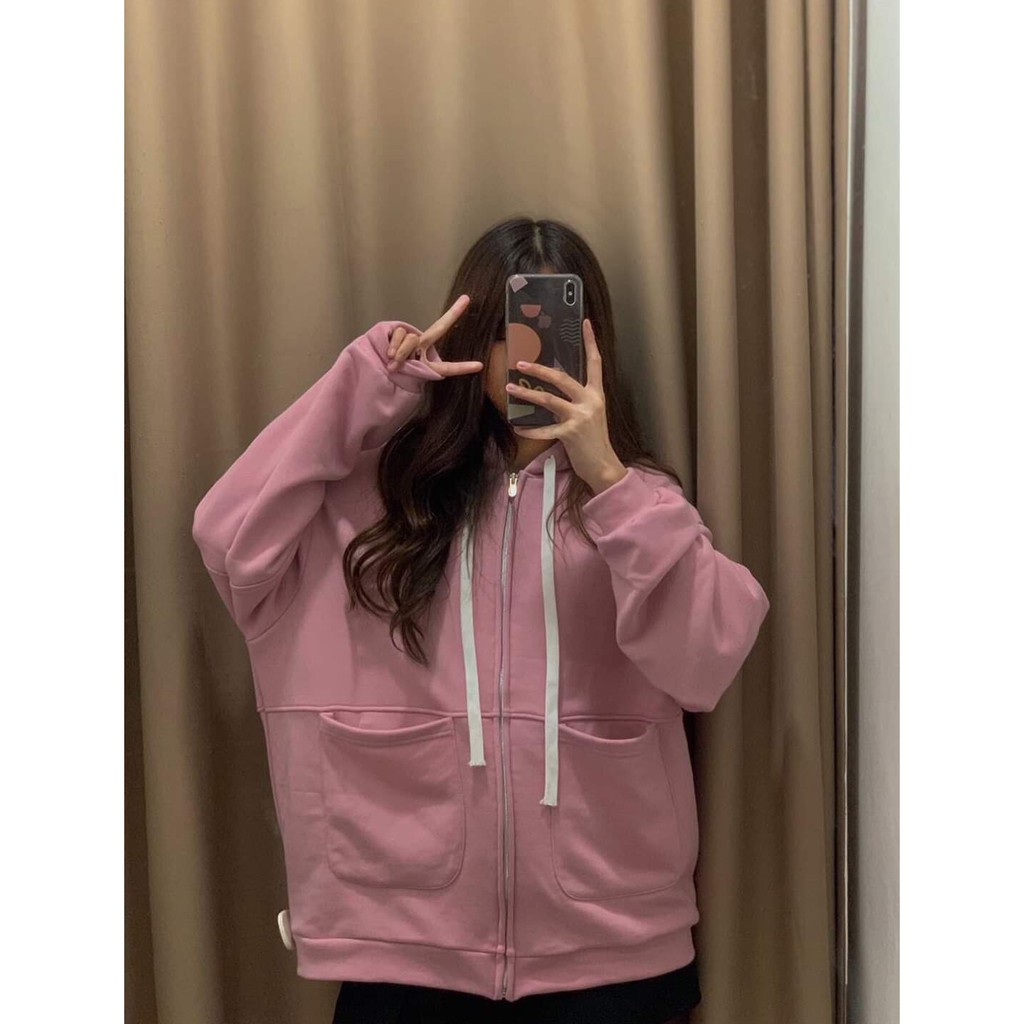 {FREESHIP} Áo hoodie trơn túi tròn vải nỉ ngoại form nam nữ 70kg