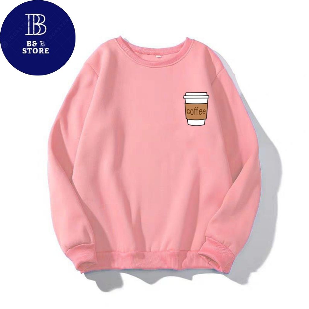 ÁO SWEATER NỈ UNISEX KHÔNG NÓN IN LY COFFEE CỰC ĐẸP ÁO FORM RỘNG NAM NỮ NHIỀU MÀU