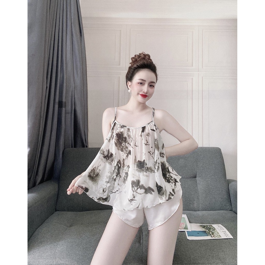 Bộ ngủ nữ gợi cảm, đồ ngủ sexy, kiểu dáng gợi cảm, chất vải mịn, mát, thoải mái, phom dưới 55kg | BigBuy360 - bigbuy360.vn