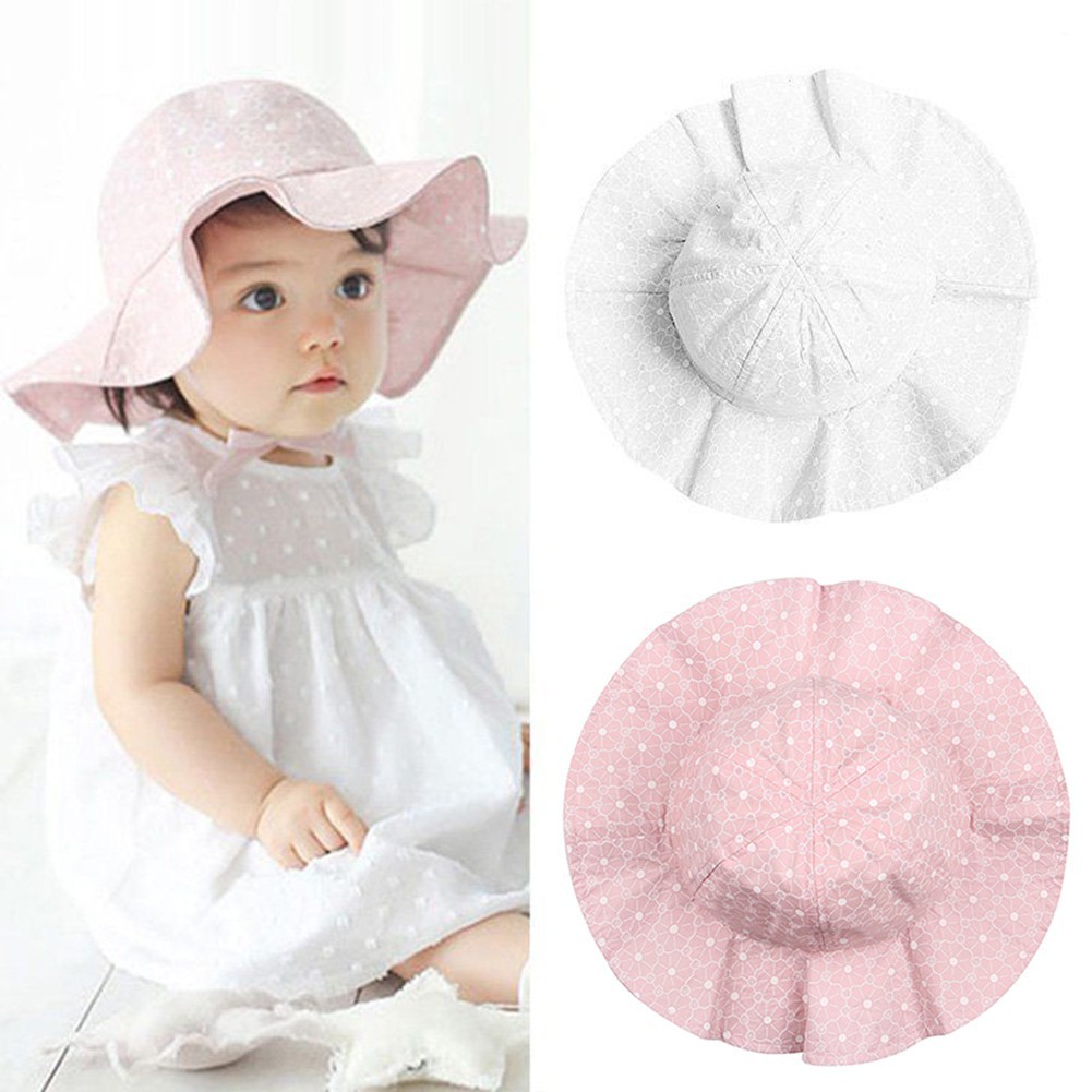 Nón cotton dễ thuơng cho bé gái sơ sinh chống nắng đi biển