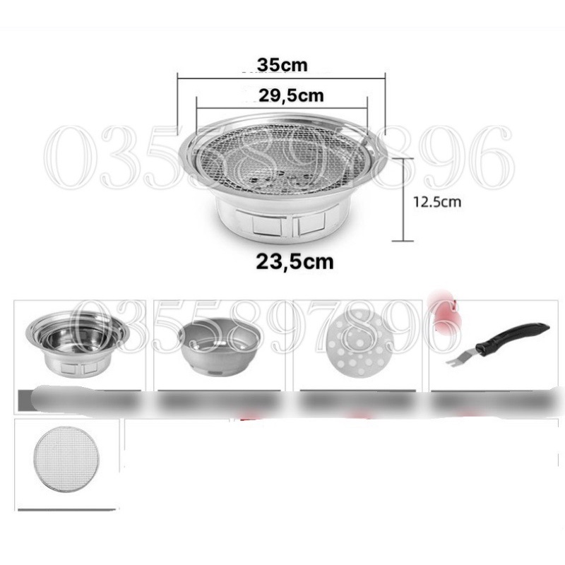 Bếp Nướng Than Hoa  BBQ Than Hoa Không Khói Cao Cấp Sét bếp 5 món