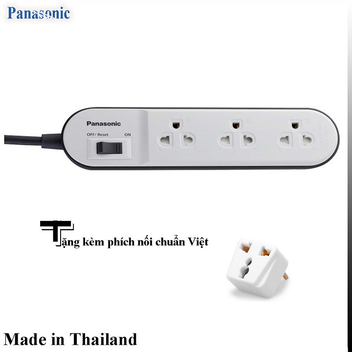 [Mua Deal Sốc] Ổ CẮM DÂY PANASONIC 3 lỗ dài 3M WCHG 24332W-G  tặng kèm phích nối chuẩn Việt