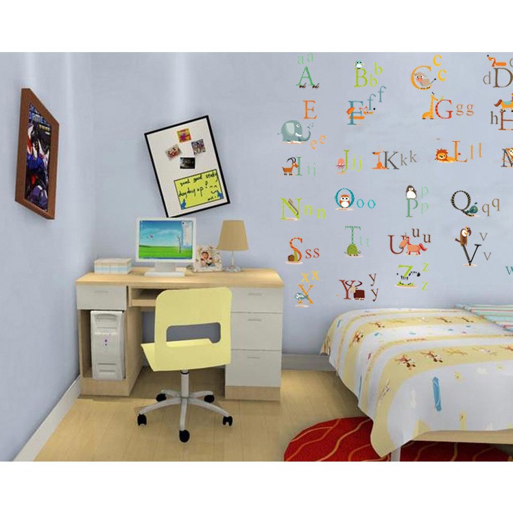 Decal trang trí Bảng Chữ Cái hình Thú Tinh nghịch cho Trẻ