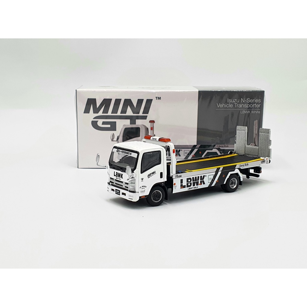 Xe Mô Hình Isuzu N-Series Vehicle Transporter LBWK White RHD 1:64 MiniGT( Trắng )