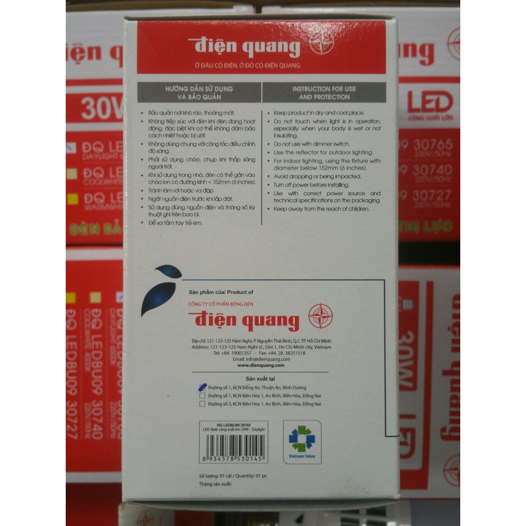 Bóng đèn led trụ 20W ĐIỆN QUANG- Ánh sáng trắng