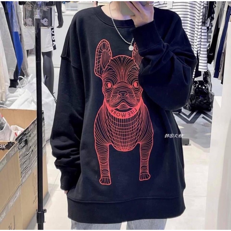 [Mã 12FASHIONSALE1 giảm 10K đơn 50K] Áo Nỉ Sweater Hình Chó Unisex From Rộng | BigBuy360 - bigbuy360.vn