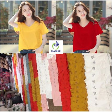 Aó Thun Giấy Manike Cổ Tim ,Áo Phông nữ Cộc Tay Basic Phom Rộng Nhiều Màu | BigBuy360 - bigbuy360.vn