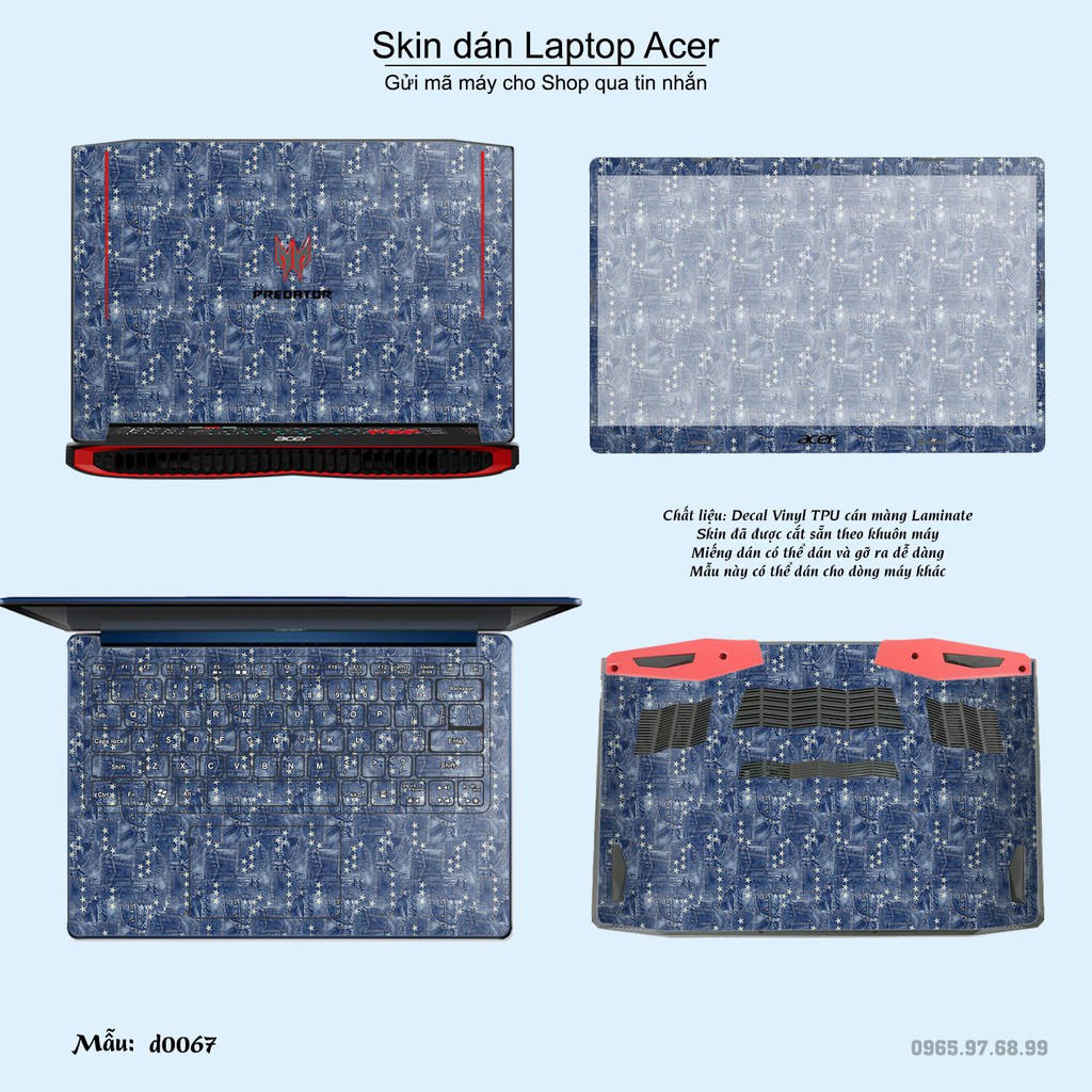 Skin dán Laptop Acer in hình Sticker họa tiết (inbox mã máy cho Shop)