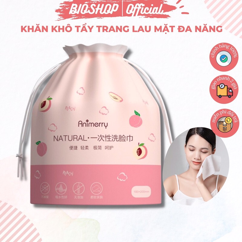 Khăn khô lau mặt đa năng Animerry, khăn tẩy trang sạch da mặt, khăn ướt dùng 1 lần