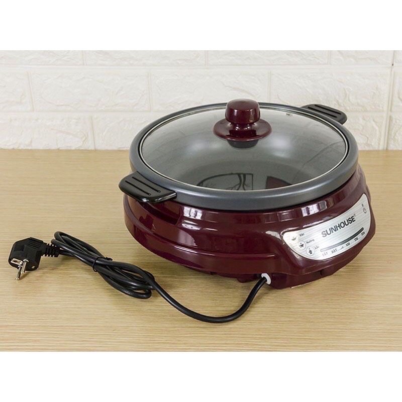 Nồi lẩu điện, Nồi lẩu Sunhouse SH535L, chính hãng, nấu siêu nhanh, an toàn khi sử dụng