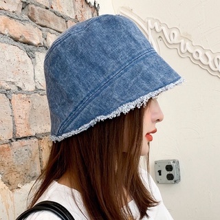 Nón bucket jean viền rách cực cool