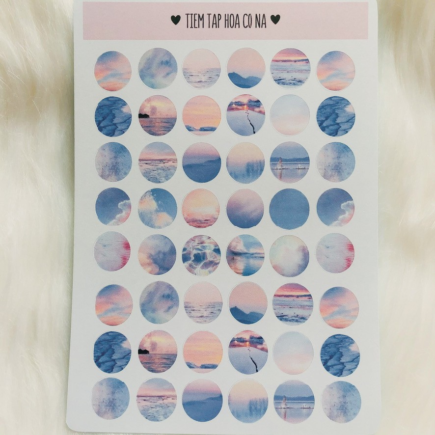 Sticker/hình dán trang trí hình tròn hoạ tiết pastel, trang trí sổ,bullet journal/dán thiệp -tiemtaphoacona