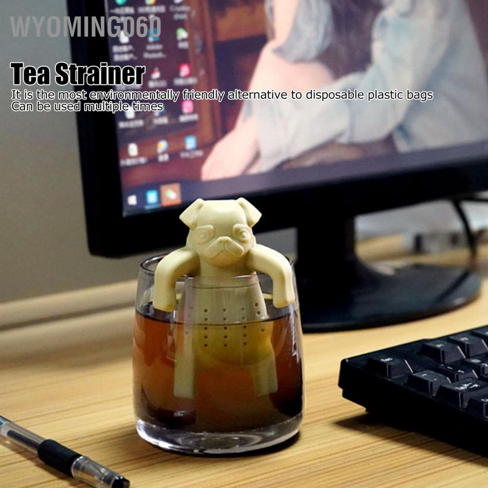 Wyoming060 Cute Dog Shape Tea Strainer Silicone Leaf Infuser Filter for Home Office Use Beige
