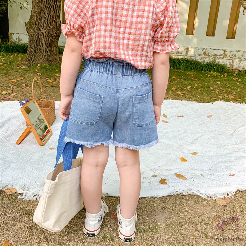 Quần Đùi Jean Lưng Cao Kiểu Hàn Quốc Dễ Thương Cho Bé Gái