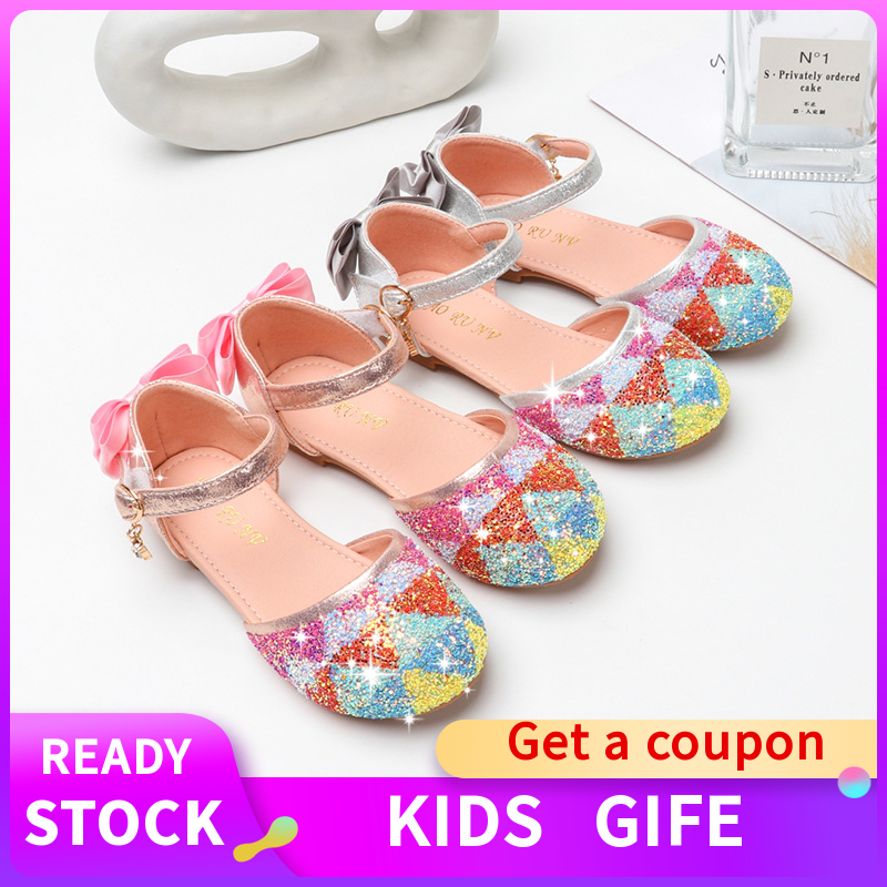 Giày sandal kiểu công chúa đế mềm màu sắc cầu vồng xinh xắn có size 24-34 thời trang Hàn Quốc cho bé gái