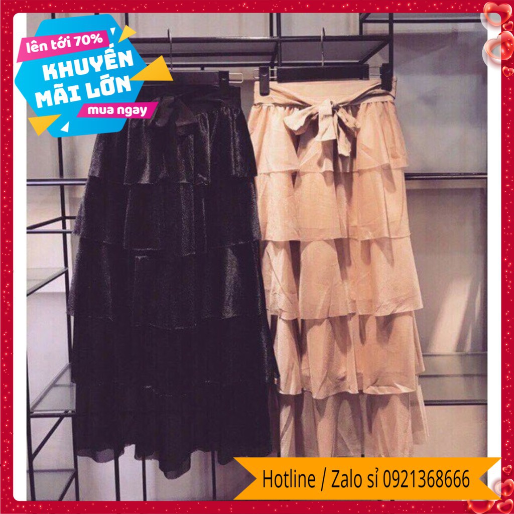 Chân váy nữ thời trang chấy nhũ cao cấp tầng dài lấp lánh nổi bật