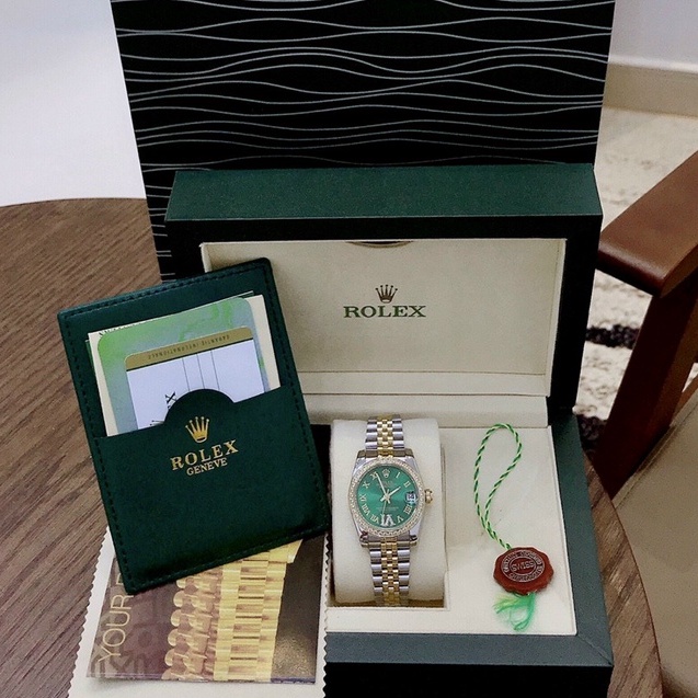 Đồng hồ nữ ROLEX datejust full box cao cấp, đồng hồ ROLEX Ngọc Trinh mặt đính kim cương nhân tạo siêu sang chảnh, giá rẻ