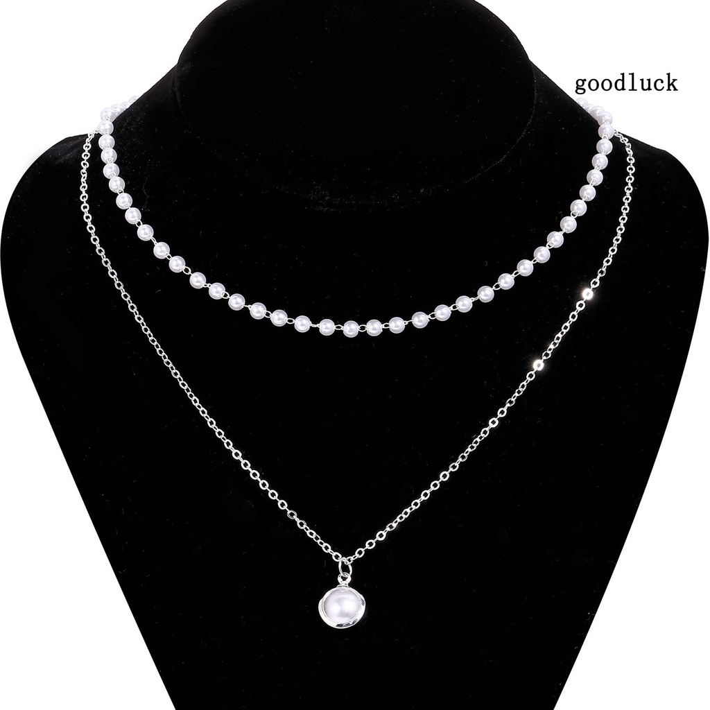 Vòng cổ Hai Lớp Hợp Kim Đính Ngọc Trai Giả Thanh Lịch Dành Cho Nữ