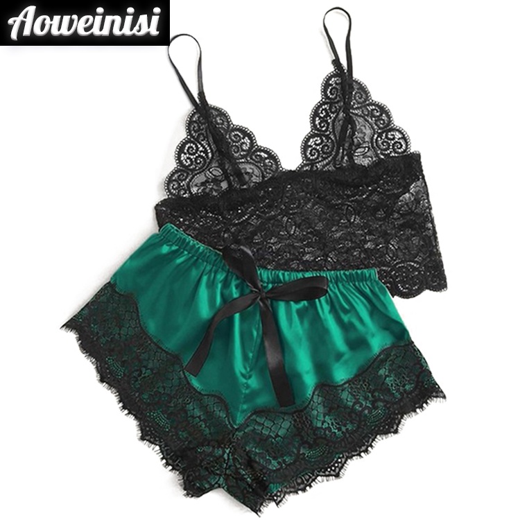 Bộ pijama ren AOWEINISI; thiết kế quyến rũ thời trang cho nữ