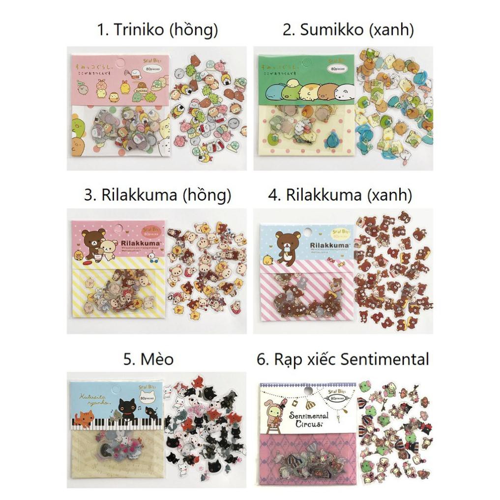 80 sticker động vật mini đáng yêu chống thấm chống nước - VPP Trí Tuệ