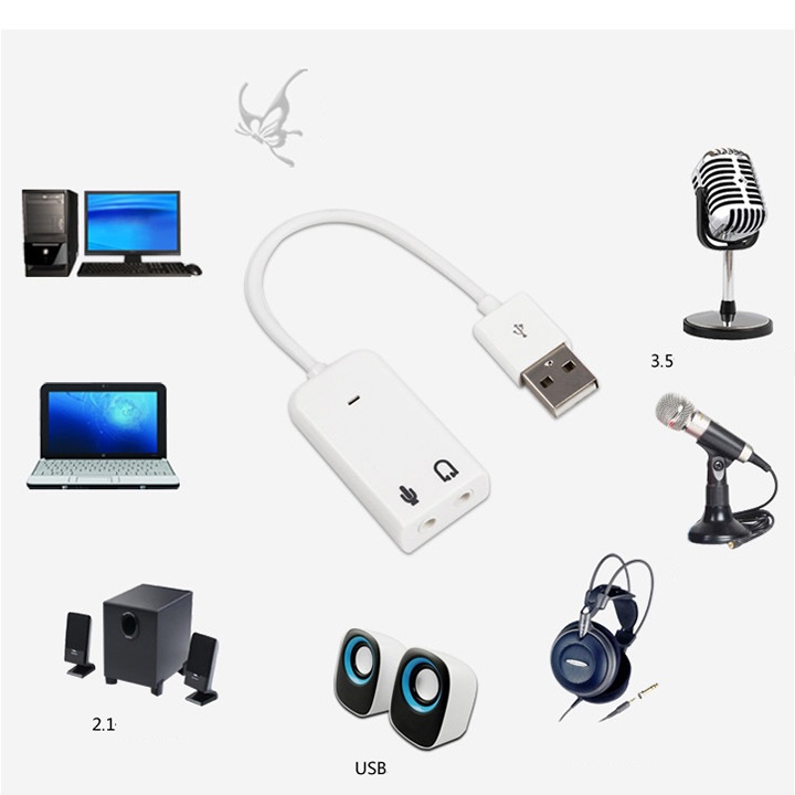 USB Sound card 5H sound dây trắng 7.1 cao cấp giá rẻ VNET