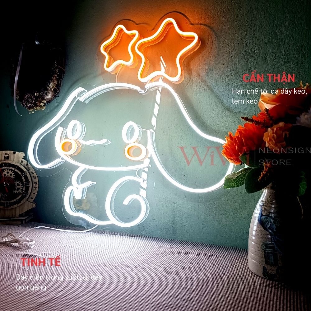 Đèn led neon hình thỏ đáng yêu | 59x51 cm | Đèn led neon theo yêu cầu trang trí decor quà tặng cực chất