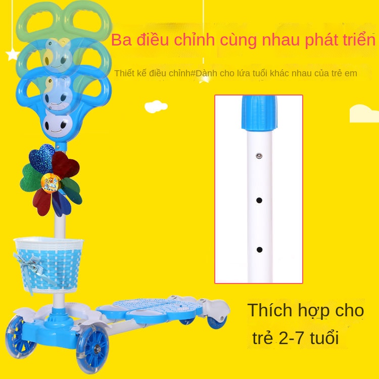 ❒☸✐Xe tay ga cho trẻ em, xe tay ga, xe tay ga, 2-6 tuổi, xe trượt ếch, 4 bánh, đèn nháy bốn bánh, 3 tuổi, 4 tuổi, yo-yo