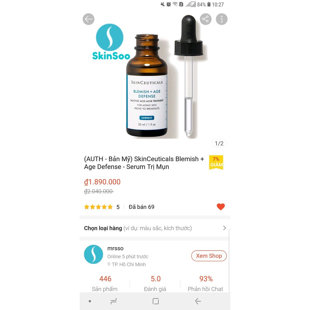 [𝐀𝐔𝐓𝐇] 𝐒𝐞𝐫𝐮𝐦 𝐆𝐢𝐚̉𝐦 𝐌𝐮̣𝐧, 𝐂𝐡𝐨̂́𝐧𝐠 𝐋𝐚̃𝐨 𝐇𝐨́𝐚 -- SkinCeuticals Blemish + Age Defense