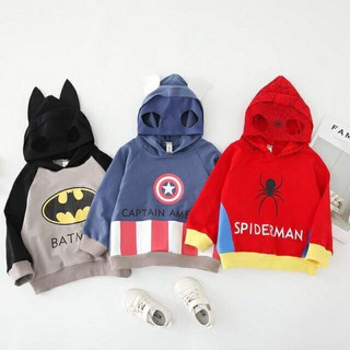 Áo nỉ siêu nhân SSBAN19 cho bé mũ trùm đầu mặt nạ battman, spiderman, captain