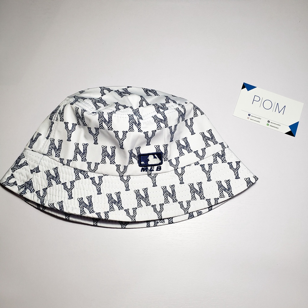 Mũ Bucket M.L.B NY Monogram White nón Bucket NY - Pom Store