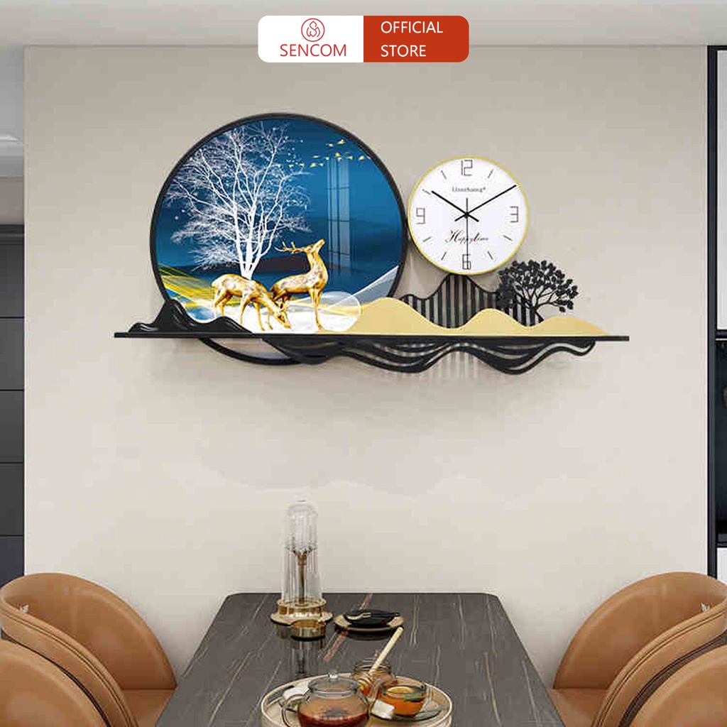 Đồng hồ treo tường phòng khách độc đáo SENCOM, đồng hồ trang trí decor phong cách Bắc Âu - A0332