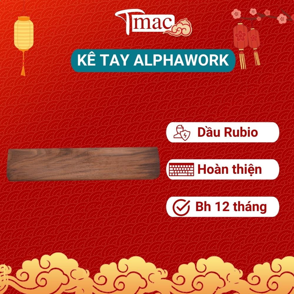 Kê tay gỗ Óc Chó AlphaWork cao cấp cho bàn phím cơ