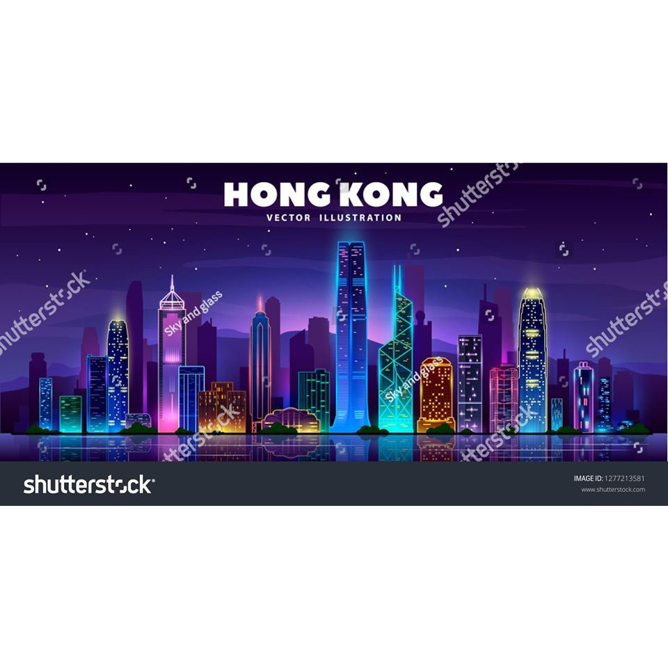 Tranh lụa 3d Hồng Kông Đường Phố Kích Thước 1,5m x 2m HKĐP05