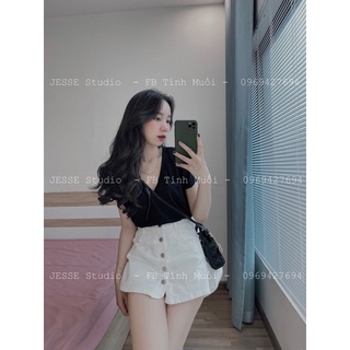Quần short jean dáng váy cúc dọc (Ảnh thật)