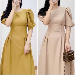 215 - váy xoè bo li eo tay xoắn bồng
