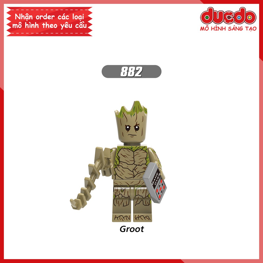 Minifigures Iron Man, Ayo, Groot, SpiderMan, Okoye, Supergiant - Đồ chơi Lắp ghép Xếp hình Mini Marvel XINH 0194