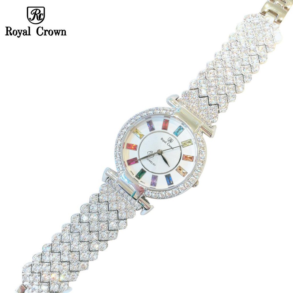 [ROYAL CROWN CHÍNH HÃNG] Đồng hồ nữ chính hãng Royal Crown 4604 dây đá vỏ trắng