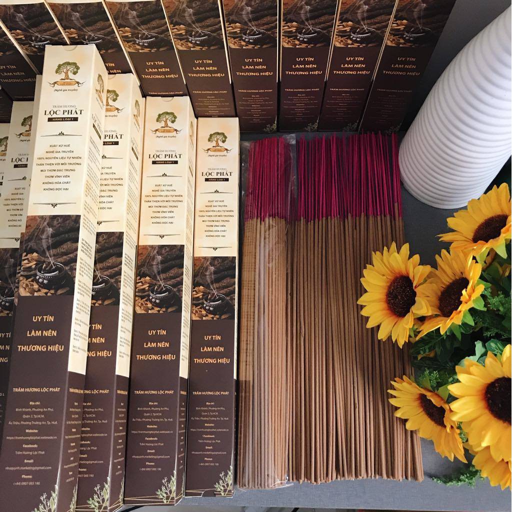 Nhang Trầm Hương Lộc Phát - Trầm Tự Nhiên 100% - Loại 1 (hộp 100 cây) | BigBuy360 - bigbuy360.vn