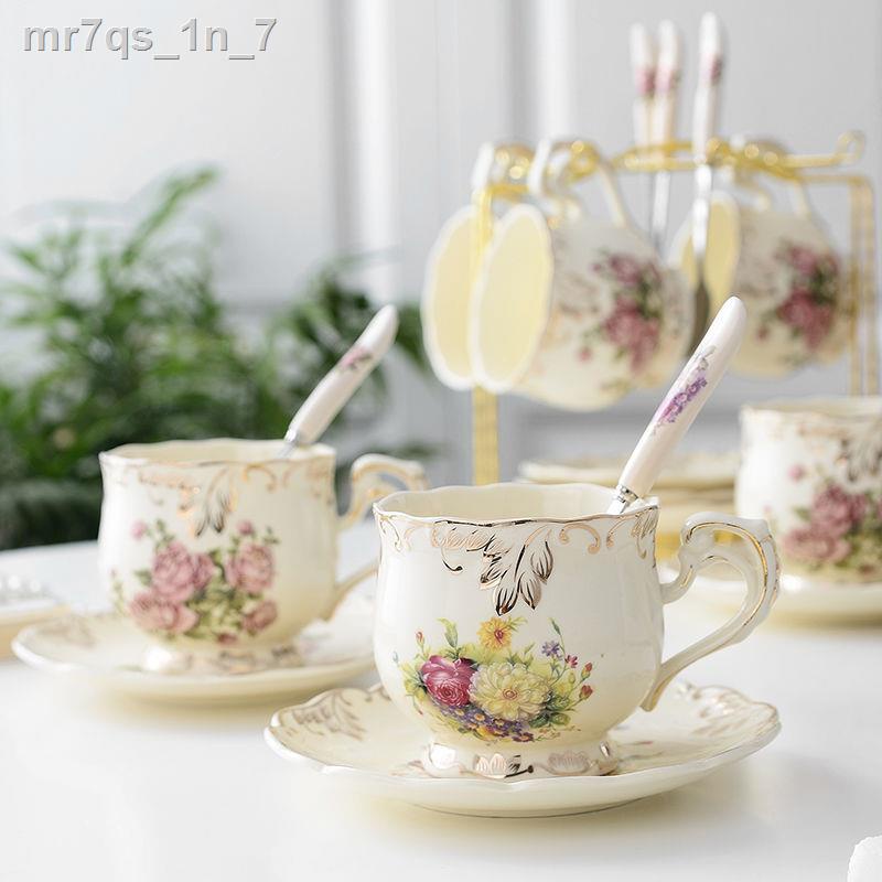 ♀ ¤✼✜Bộ tách cà phê kiểu Anh trà buổi chiều đen Phong cách châu Âu ấm chén gốm sứ cốc nước gia dụng với thanh lịch